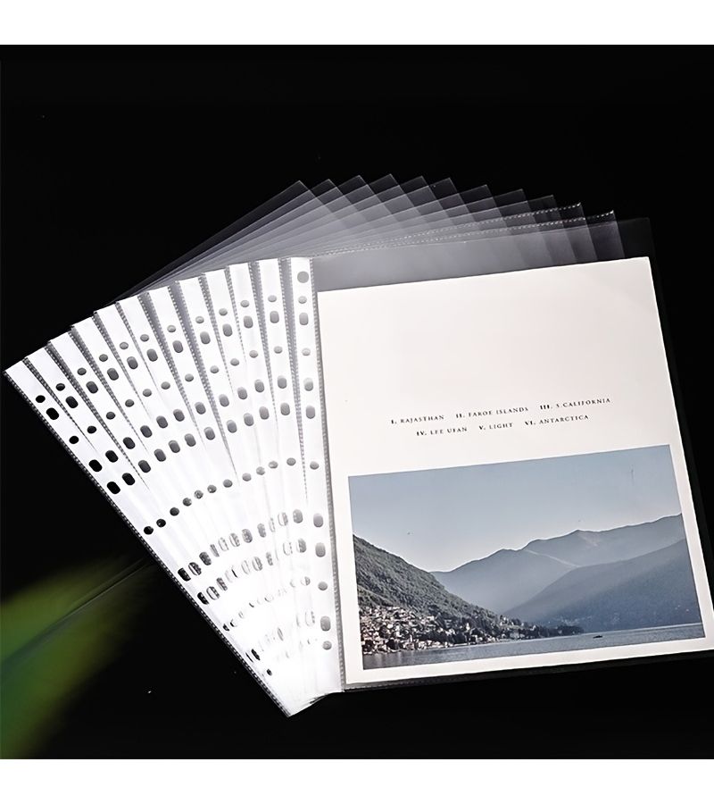 A4 Transparent Plastic Document Bag 20 File Bags 11 Hole Punch For 3 Ring Binder - Image 1