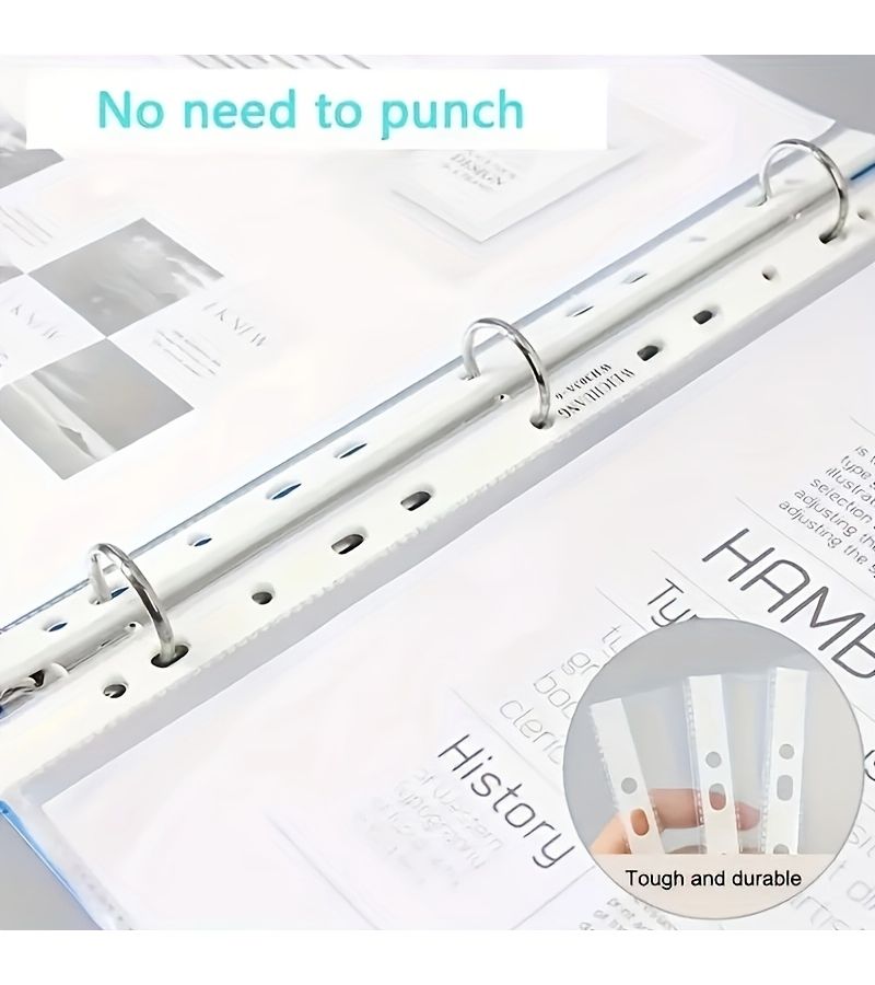 A4 Transparent Plastic Document Bag 20 File Bags 11 Hole Punch For 3 Ring Binder - Image 3