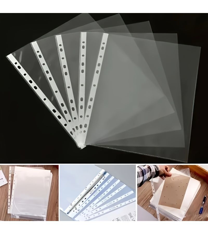 A4 Transparent Plastic Document Bag 20 File Bags 11 Hole Punch For 3 Ring Binder - Image 5