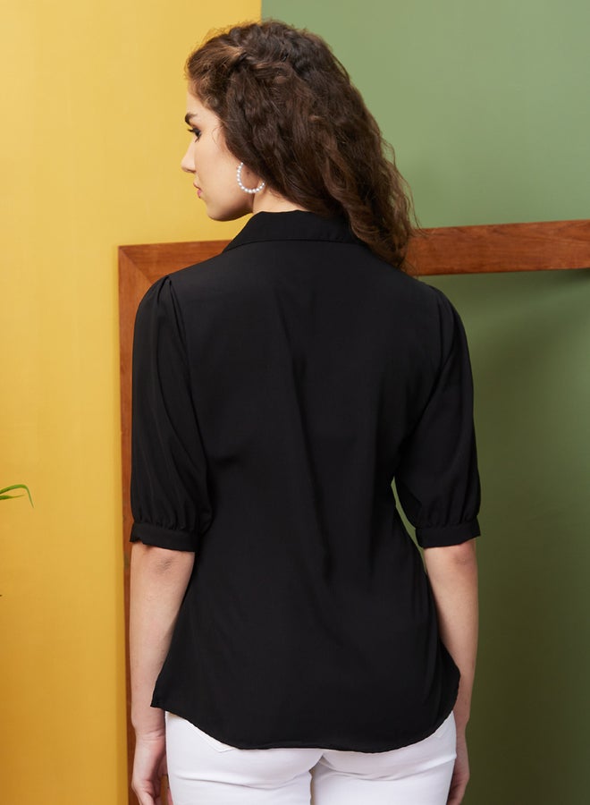 جلو باص بلوزة بأكمام منفوخة - Image 3