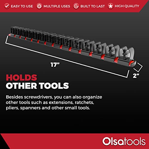 Olsa Tools Premium Wall-Mount Screwdriver Organizer - Red Nylon with Black Clips - Holds 14 Screwdrivers - Part: 1030 - Image 4