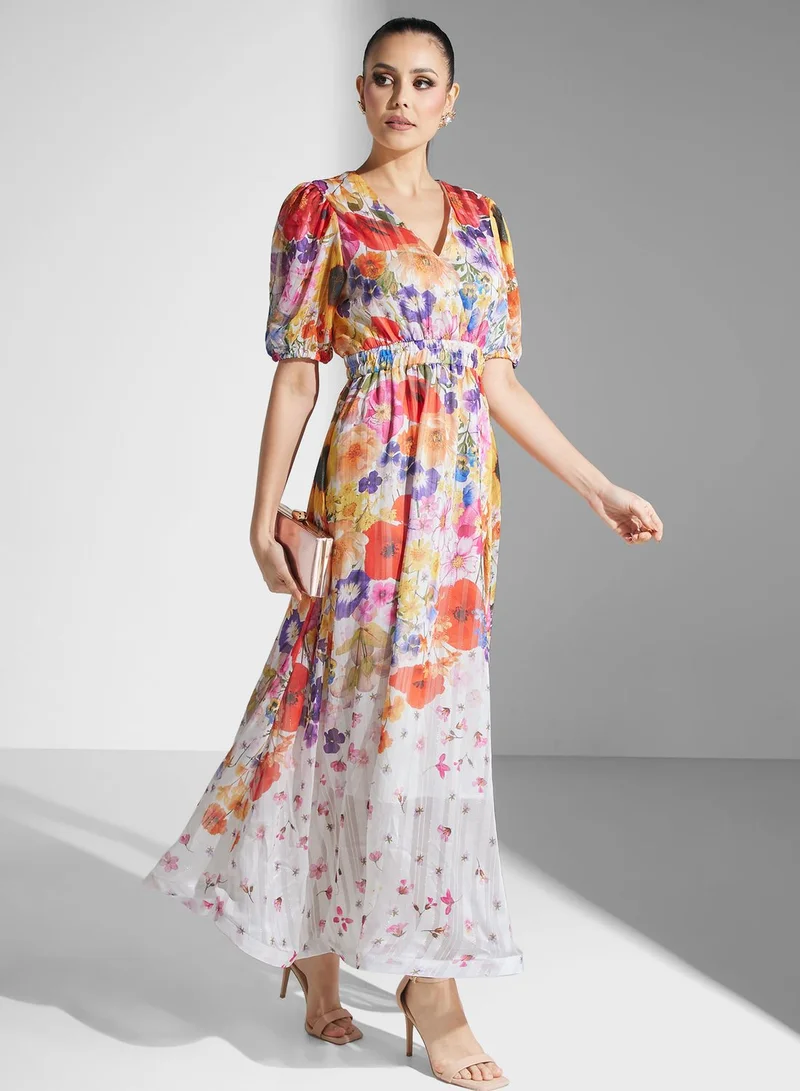 Khizana Floral Chiffon Dress