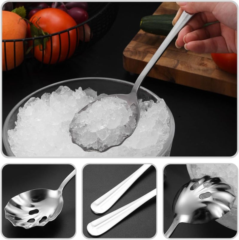 2pcs Stainless Steel Slotted Serving Spoons with Shell Design, Portable Kitchen Utensils for Food Straining and Serving, Ergonomic Bar Strainer Spoons for Cooking and Dining - Image 5