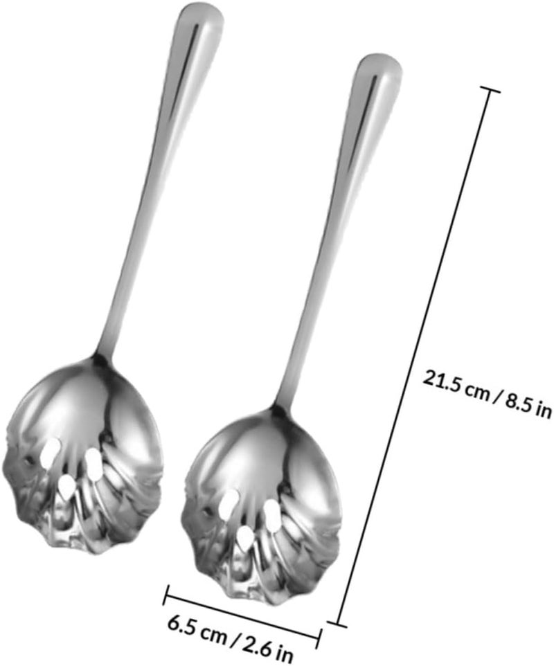2pcs Stainless Steel Slotted Serving Spoons with Shell Design, Portable Kitchen Utensils for Food Straining and Serving, Ergonomic Bar Strainer Spoons for Cooking and Dining - Image 2