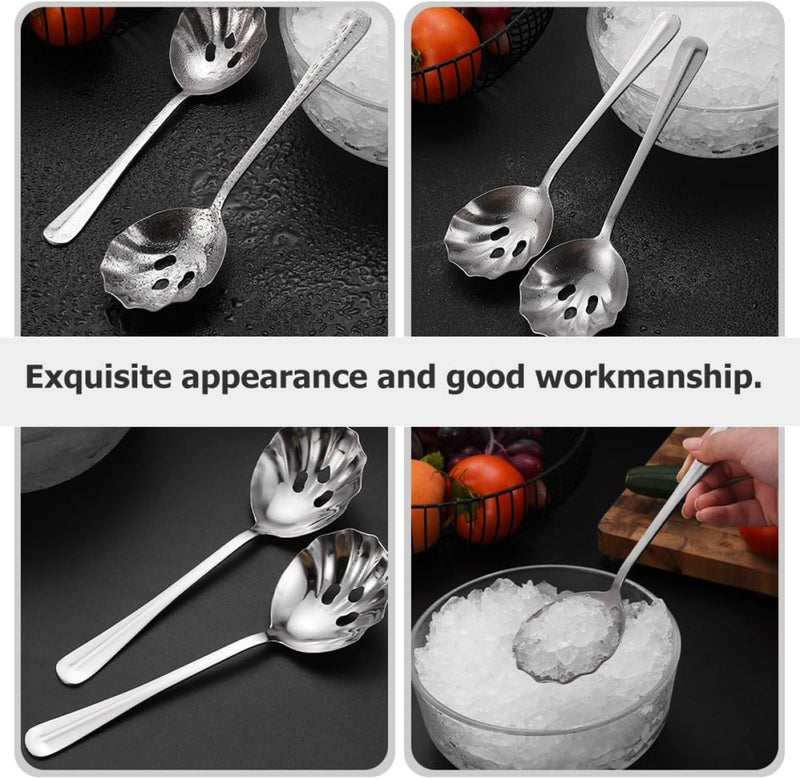 2pcs Stainless Steel Slotted Serving Spoons with Shell Design, Portable Kitchen Utensils for Food Straining and Serving, Ergonomic Bar Strainer Spoons for Cooking and Dining - Image 4