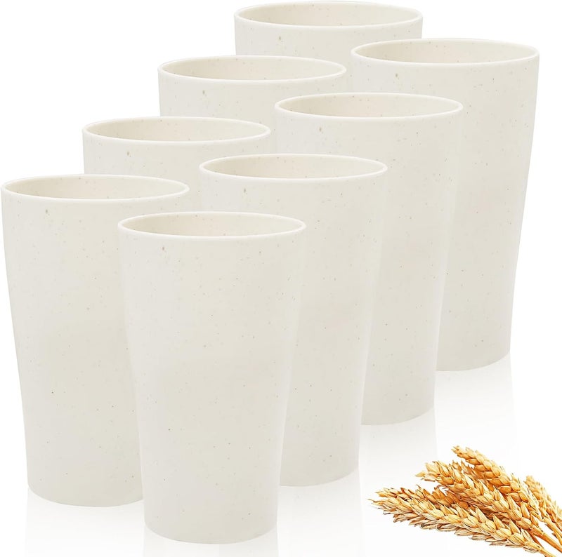 ejonirinjonir EI 8pcs Wheat Straw CupsBeige Unbreakable Plastic Reusable CupsPlastic Tumbler Cups for KitchenDishwasher Safe Water GlassesDrinking Glasses for Water Coffee Juice Tea - Image 1