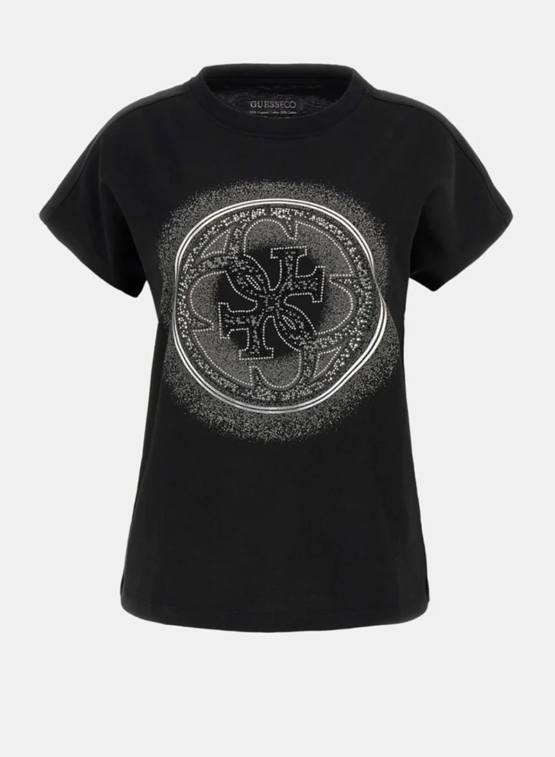 جس Crew Neck Short Sleeve 4G Shaded Hotfix T-Shirt