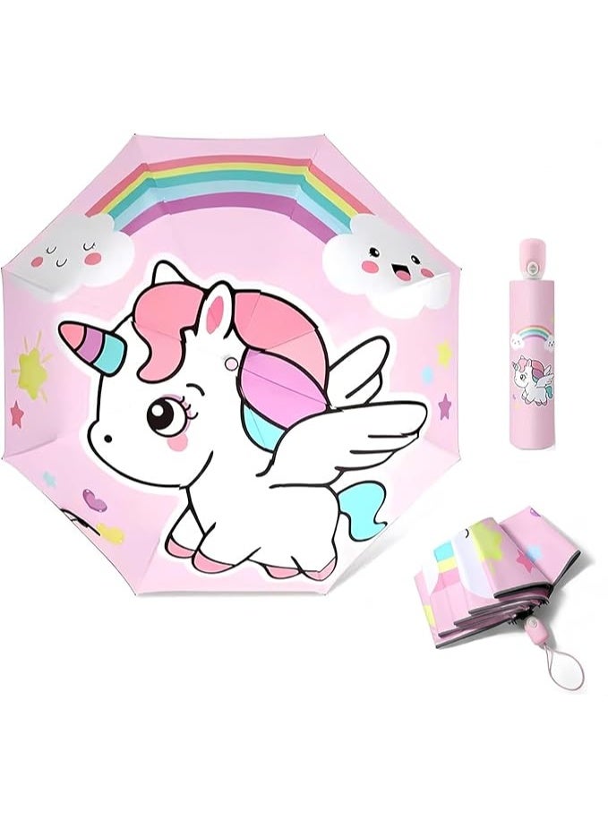 Automatic Kids Umbrella,Folding Telescopic Toddler Umbrellas Lightweight Cartoon Umbrella Portable Cute Sunscreen Umbrellas Sun/Rain Proof Protection Umbrella for Kids Boys&Girls - Image 1