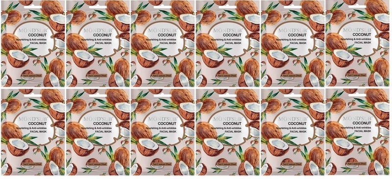 Mond'sub Mondsub Coconut Nourishing & Anti-wrinkles Face Mask Sheet - Pack of 12 x 20ml - Image 1
