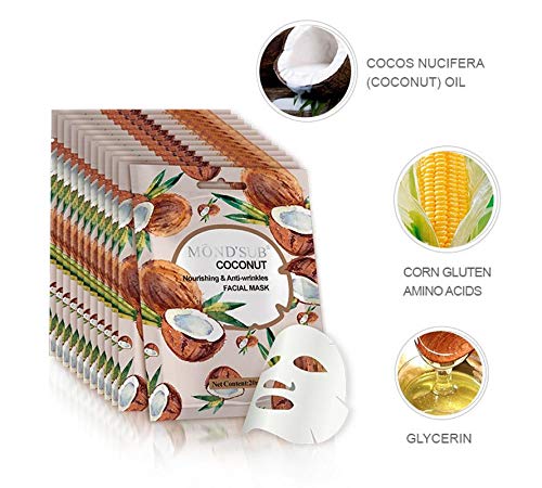 Mond'sub Mondsub Coconut Nourishing & Anti-wrinkles Face Mask Sheet - Pack of 12 x 20ml - Image 3