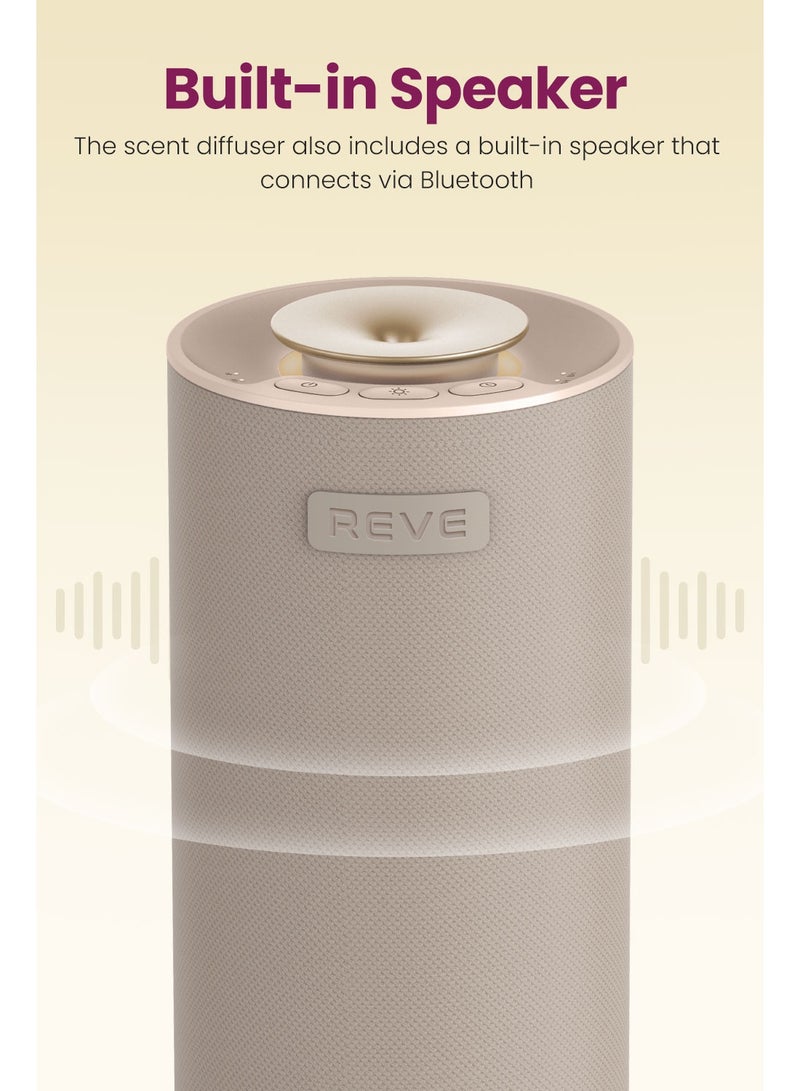 REVE SCENTS جهاز توزيع العطور ريف مع مكبر صوت مدمج جهاز توزيع زيت عطري بدون ماء 10 ساعات وقت عمل عطر طويل الأمد قابل لإعادة الشحن مع ضوء LED للسيارة والمنزل والمكاتب - Image 3