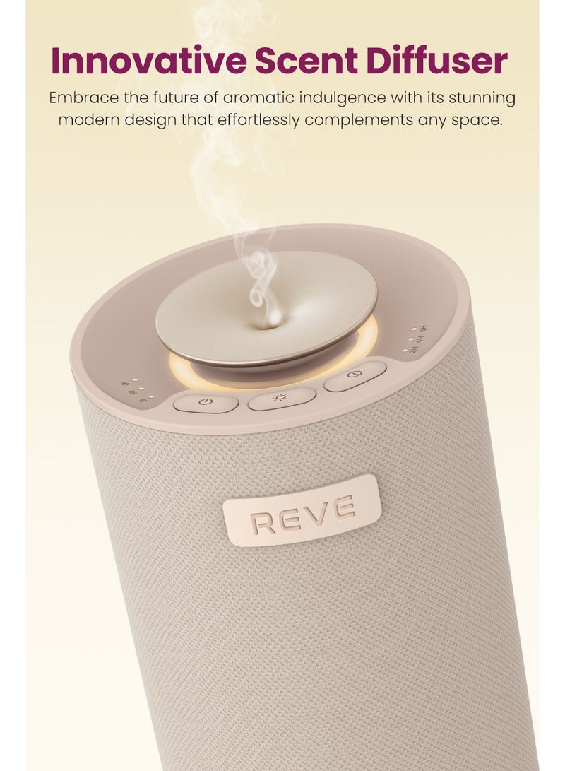 REVE SCENTS جهاز توزيع العطور ريف مع مكبر صوت مدمج جهاز توزيع زيت عطري بدون ماء 10 ساعات وقت عمل عطر طويل الأمد قابل لإعادة الشحن مع ضوء LED للسيارة والمنزل والمكاتب - Image 4
