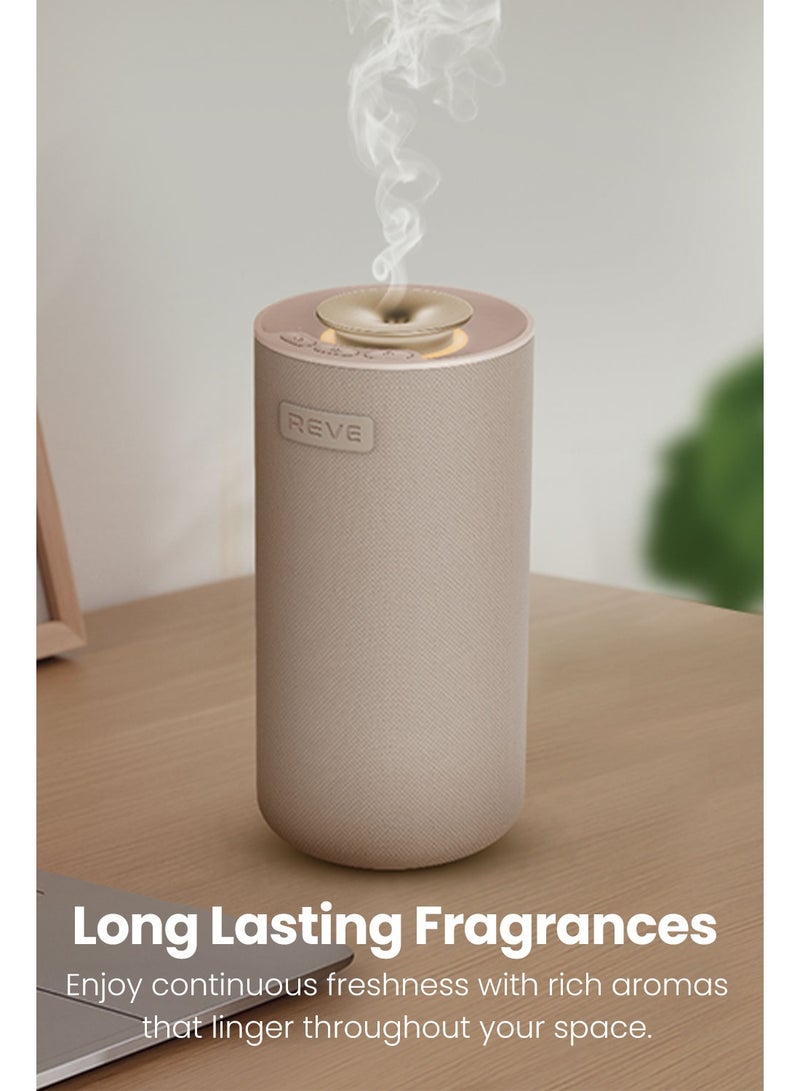 REVE SCENTS جهاز توزيع العطور ريف مع مكبر صوت مدمج جهاز توزيع زيت عطري بدون ماء 10 ساعات وقت عمل عطر طويل الأمد قابل لإعادة الشحن مع ضوء LED للسيارة والمنزل والمكاتب - Image 5