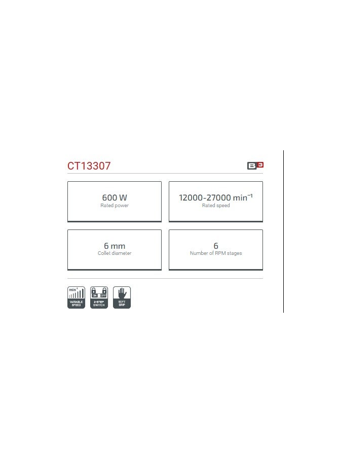 Crown CT13307 Straight Grinder 6mm - 600 Watt - Image 3