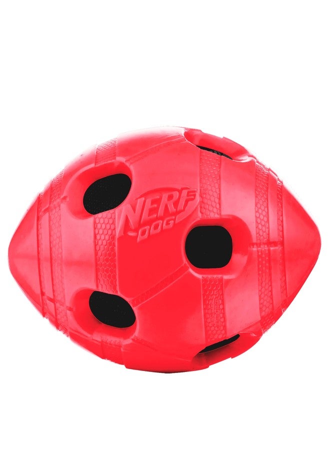 Nerf Dog Rubber Football Dog Toy with Interactive Squeaker and Crunch, Lightweight, Durable and Water Resistant, 6 Inch Diameter for Medium/Large Breeds, Single Unit, Red - Image 1