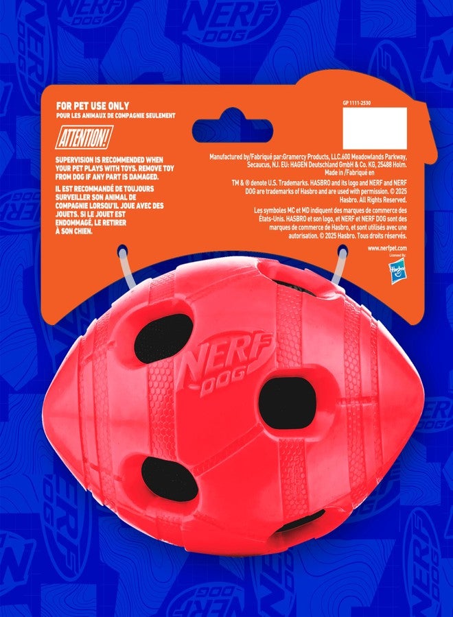 Nerf Dog Rubber Football Dog Toy with Interactive Squeaker and Crunch, Lightweight, Durable and Water Resistant, 6 Inch Diameter for Medium/Large Breeds, Single Unit, Red - Image 5
