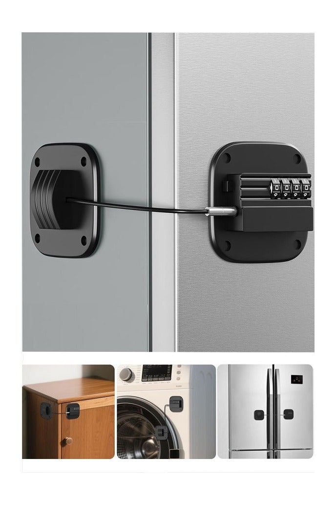 Fridge Lock with Combination, No Key Required, Refrigerator Lock with Adhesive and Screws Child Safety Combination for Freezer Cabinet Windows Pantry Drawer, Two Installation Methods - Image 1