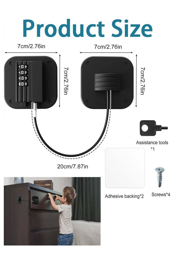 Fridge Lock with Combination, No Key Required, Refrigerator Lock with Adhesive and Screws Child Safety Combination for Freezer Cabinet Windows Pantry Drawer, Two Installation Methods - Image 2
