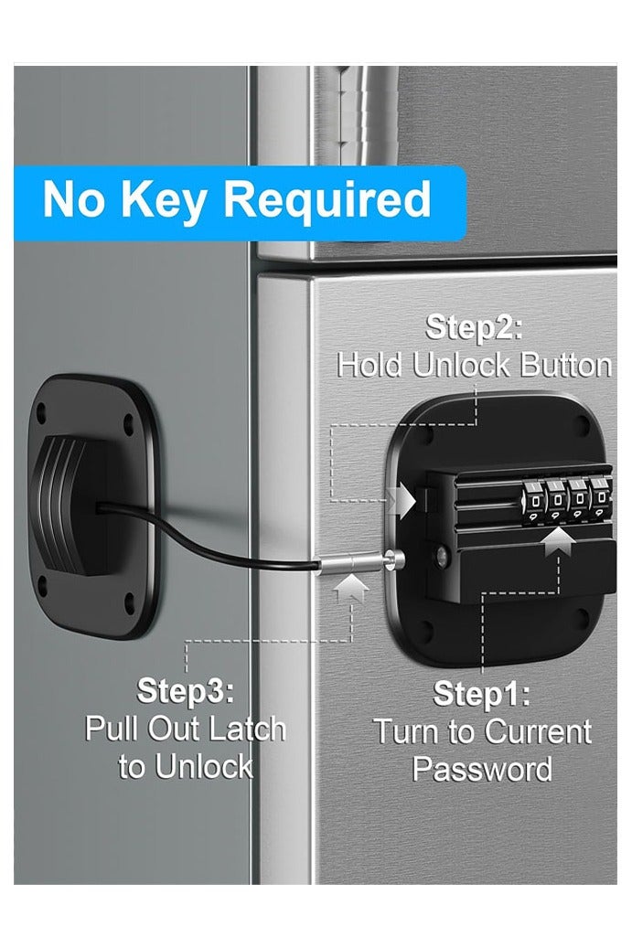 Fridge Lock with Combination, No Key Required, Refrigerator Lock with Adhesive and Screws Child Safety Combination for Freezer Cabinet Windows Pantry Drawer, Two Installation Methods - Image 3
