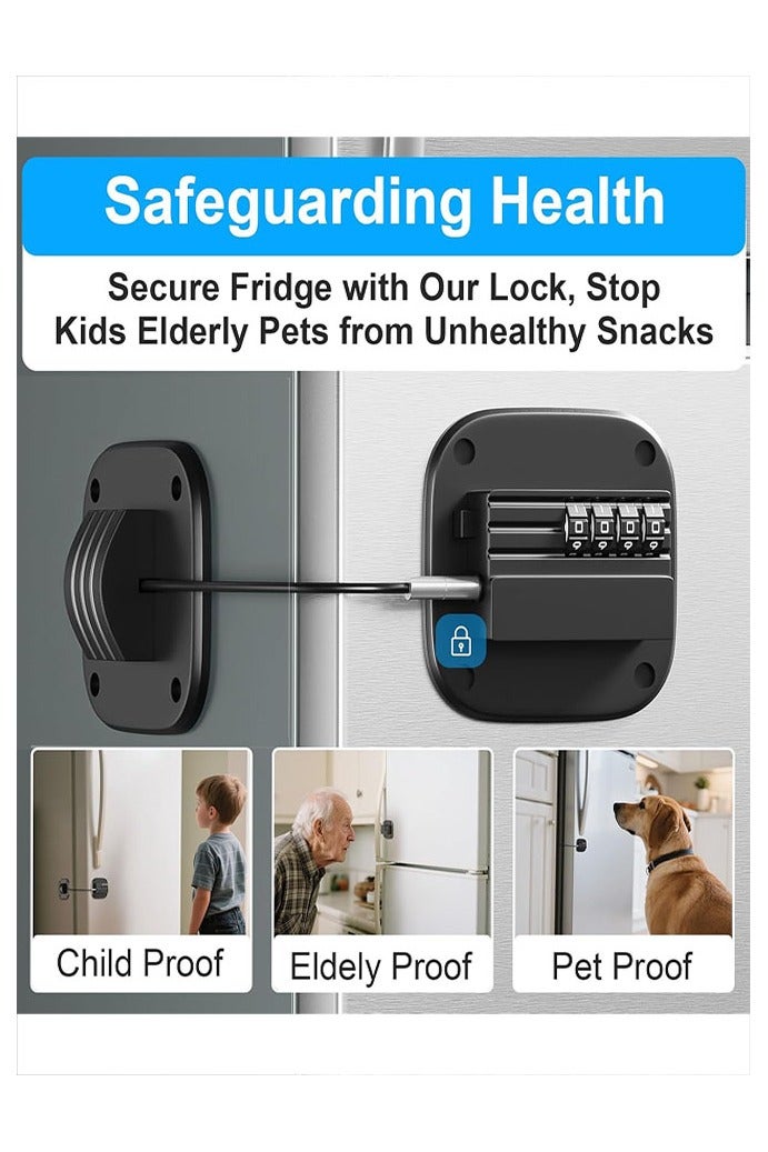Fridge Lock with Combination, No Key Required, Refrigerator Lock with Adhesive and Screws Child Safety Combination for Freezer Cabinet Windows Pantry Drawer, Two Installation Methods - Image 5