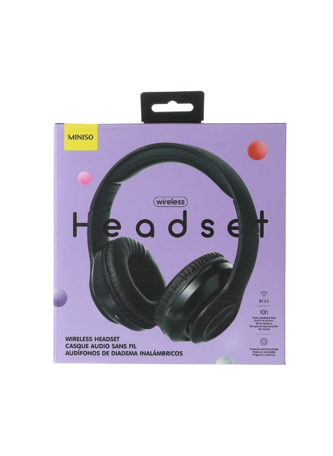 Miniso CD Pattern Foldable Wireless Headset  Model: STN-39(Black) 