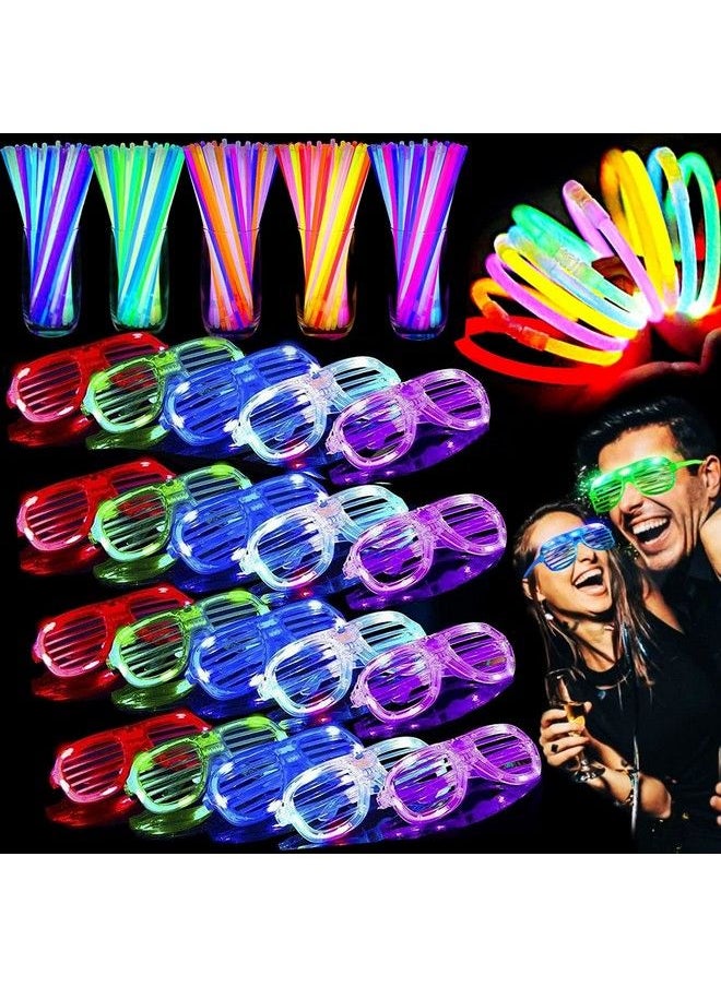 Camlinbo - 120 Pack July 4Th Glow Sticks Party Supplies Led Light Up Toys Glow In The Dark For Kid/Adult With 100 Glow Stick Necklaces Bracelets 20 Shutter Shades Glasses Birthday Carnival July 4Th Party Favors - Image 1