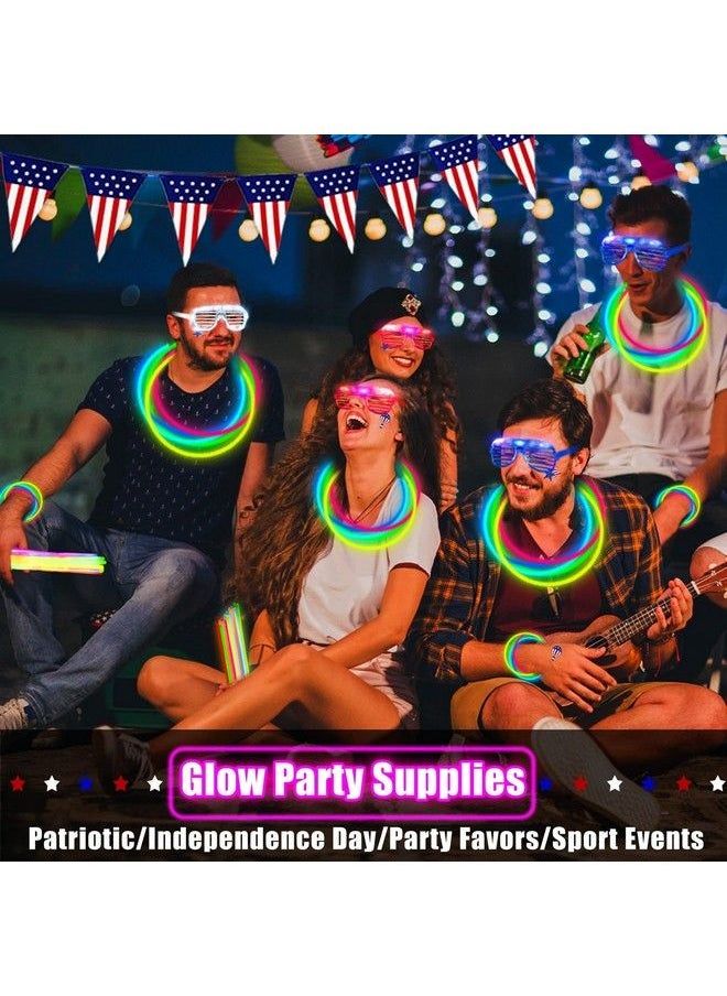 Camlinbo - 120 Pack July 4Th Glow Sticks Party Supplies Led Light Up Toys Glow In The Dark For Kid/Adult With 100 Glow Stick Necklaces Bracelets 20 Shutter Shades Glasses Birthday Carnival July 4Th Party Favors - Image 1