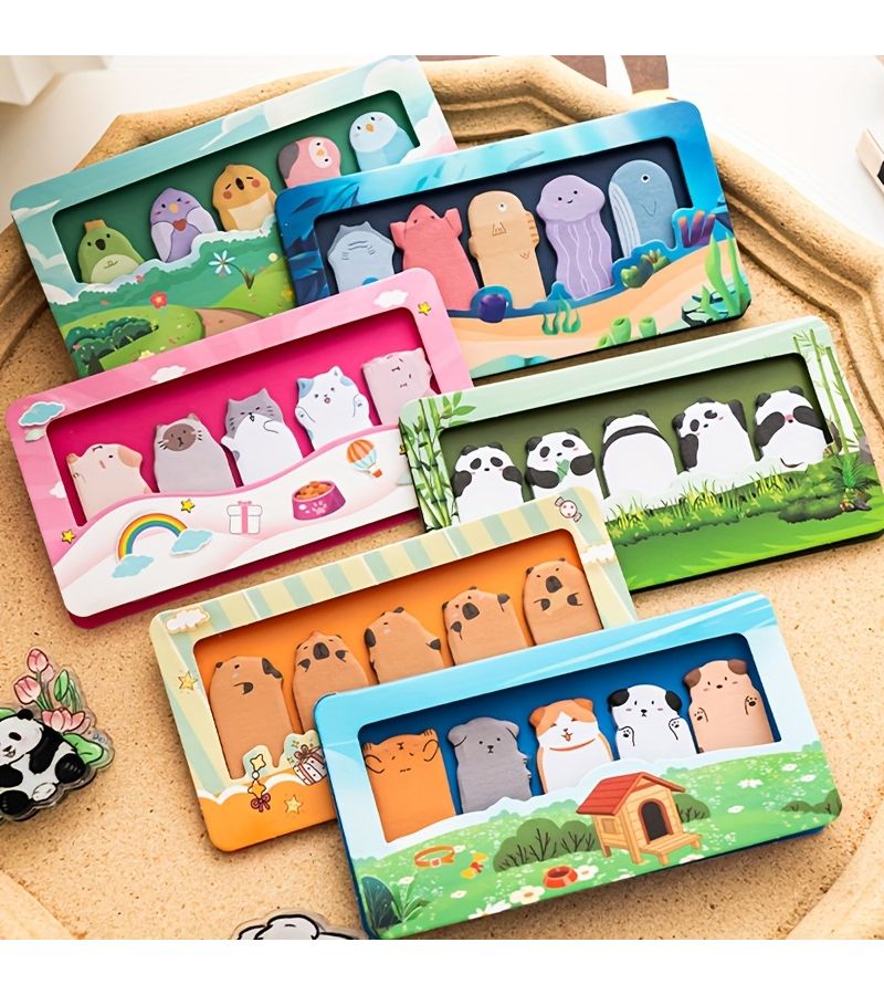 900 Pcs Cute Animal Series Sticky Notes Portable Memo Pad Set - Image 1