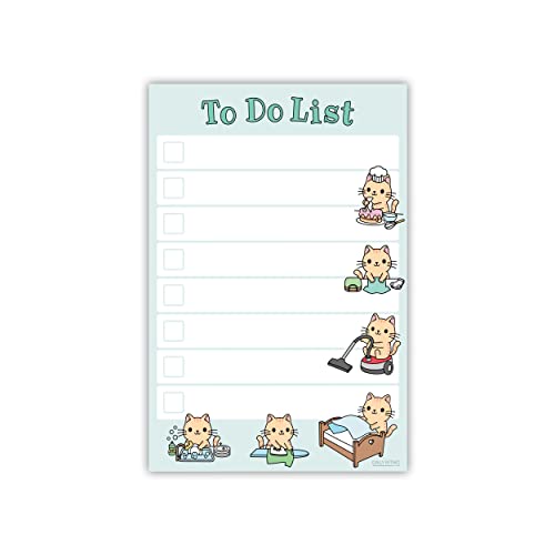 DAILY RITMO Cute Kawaii Cat Sticky to Do List | Cat Humor Notebook Notepad Note Card for Cat Lover Gift| 50 Pages 4x6 - Image 1