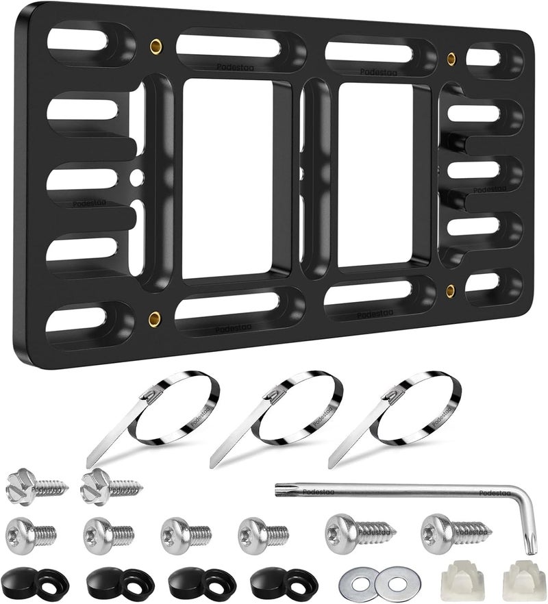 Podestaa Front Bumper License Plate Bracket Holder for Toyota 2000-2025 RAV4 Corolla Camry Hybrid 4Runner Tundra Tacoma Car Plate Frame Mounting Kit - Image 1