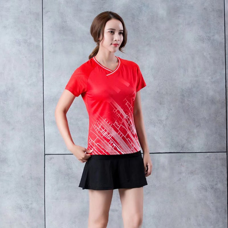 Generic New Badminton Set for Team Training and Casual Sports Women's red top