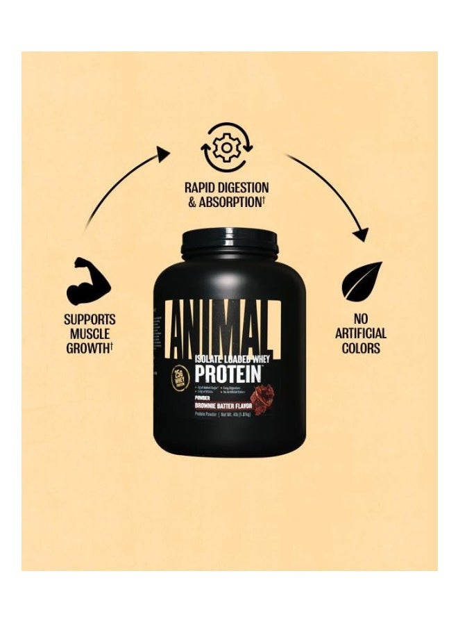 UNIVERSAL NUTRITION - Animal Whey Isolate Whey Protein Powder – Isolate Loaded for Post Workout and Recovery – Low Sugar with Highly Digestible Whey Isolate Protein - Brownie Batter - 4 Pounds - Image 1