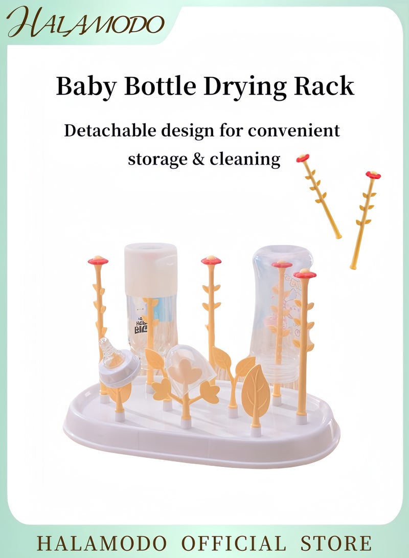 HALAMODO Baby Bottle Drying Rack Space Saving Bottle Dryer Holder Detachable Large Capacity Bottle Drying Rack with Base for Nipples & Cups & Pump Parts & Cups & Accessories - Image 1