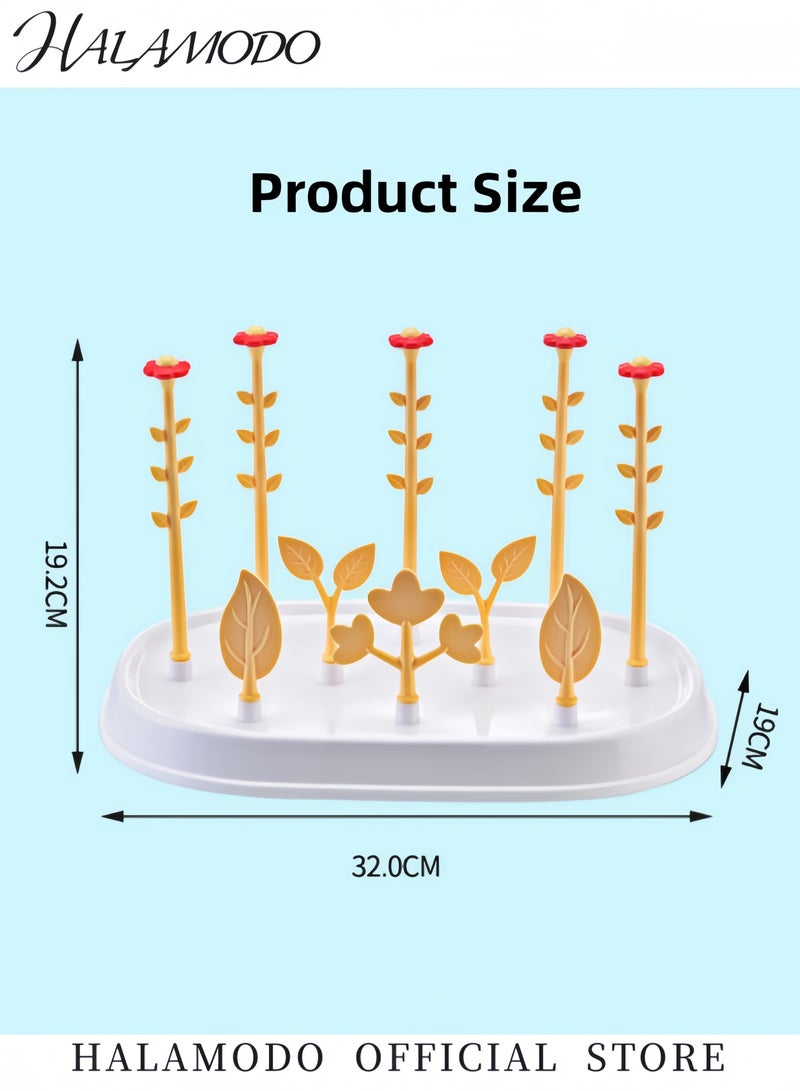 HALAMODO Baby Bottle Drying Rack Space Saving Bottle Dryer Holder Detachable Large Capacity Bottle Drying Rack with Base for Nipples & Cups & Pump Parts & Cups & Accessories - Image 5