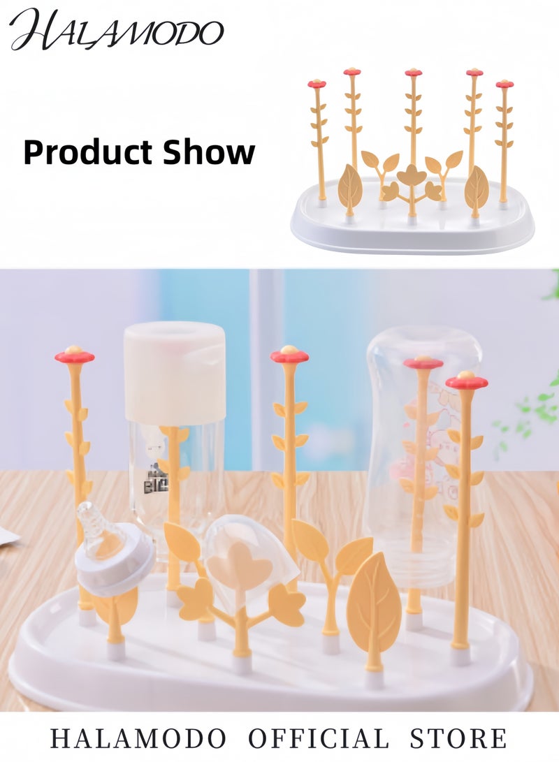 HALAMODO Baby Bottle Drying Rack Space Saving Bottle Dryer Holder Detachable Large Capacity Bottle Drying Rack with Base for Nipples & Cups & Pump Parts & Cups & Accessories - Image 3