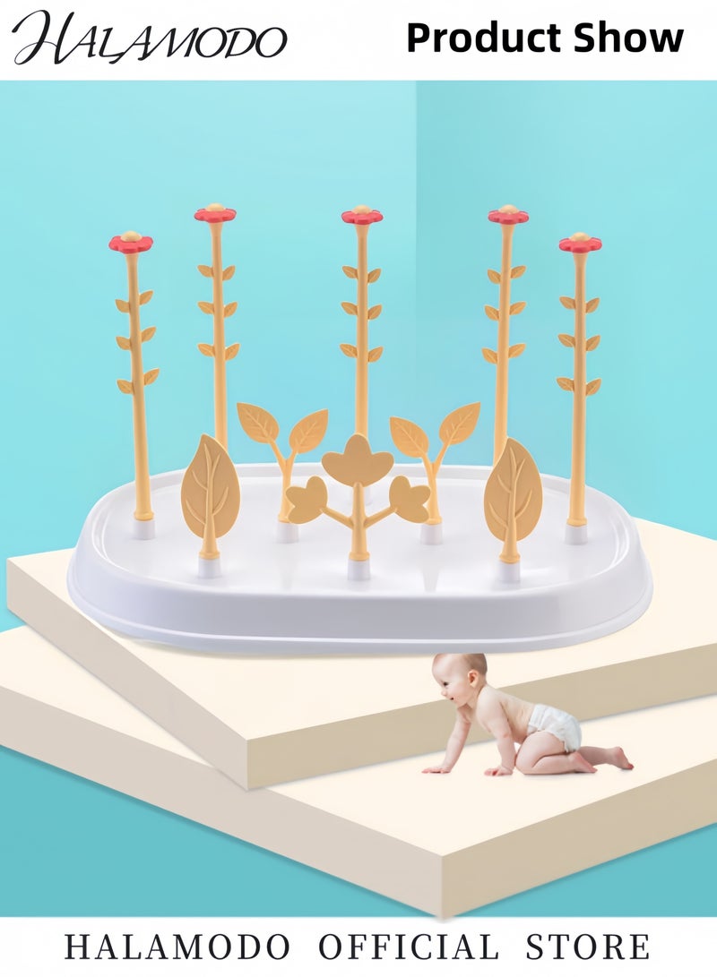 HALAMODO Baby Bottle Drying Rack Space Saving Bottle Dryer Holder Detachable Large Capacity Bottle Drying Rack with Base for Nipples & Cups & Pump Parts & Cups & Accessories - Image 4