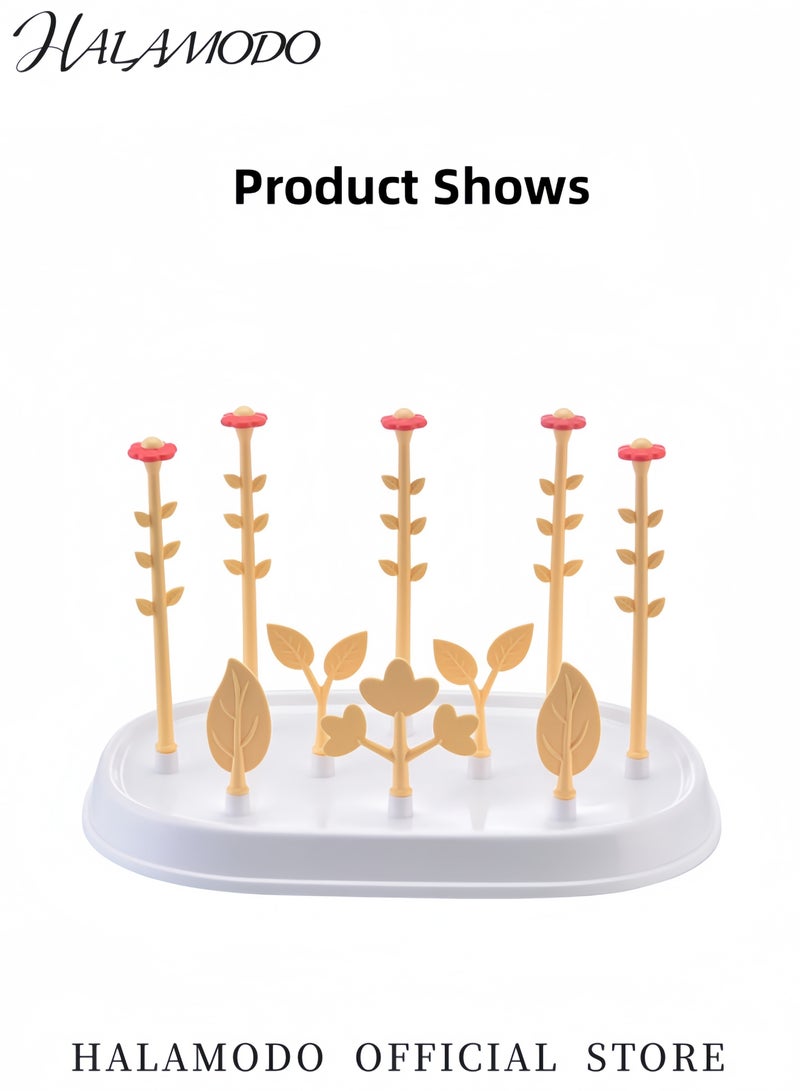 HALAMODO Baby Bottle Drying Rack Space Saving Bottle Dryer Holder Detachable Large Capacity Bottle Drying Rack with Base for Nipples & Cups & Pump Parts & Cups & Accessories - Image 2