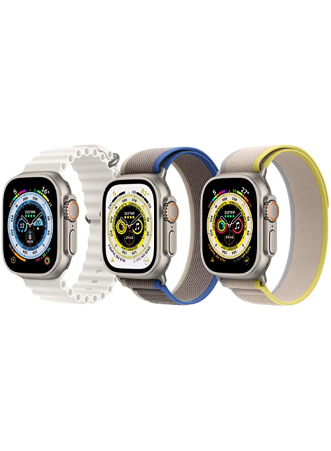 IAF Silicone Ocean Band Strap for Apple Watch Ultra 8 49mm Pink/Beige Double Side Strap with Gray/Orange Double Side Strap Set of 2