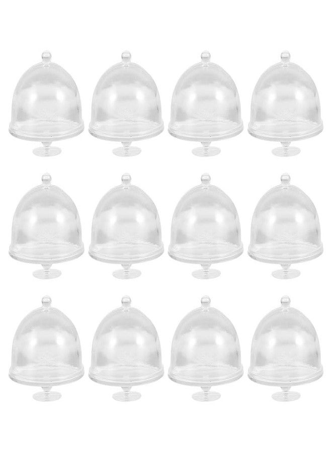 LABRIMP 12pcs Mini Cake Stand with Dome Lid Dessert Display Plates for Dollhouse Tiny Cake Domes for Miniature Food Decoration - Image 1