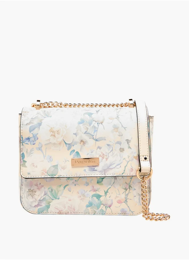 بابريكا Women's Floral Print Crossbody Bag with Chain Strap