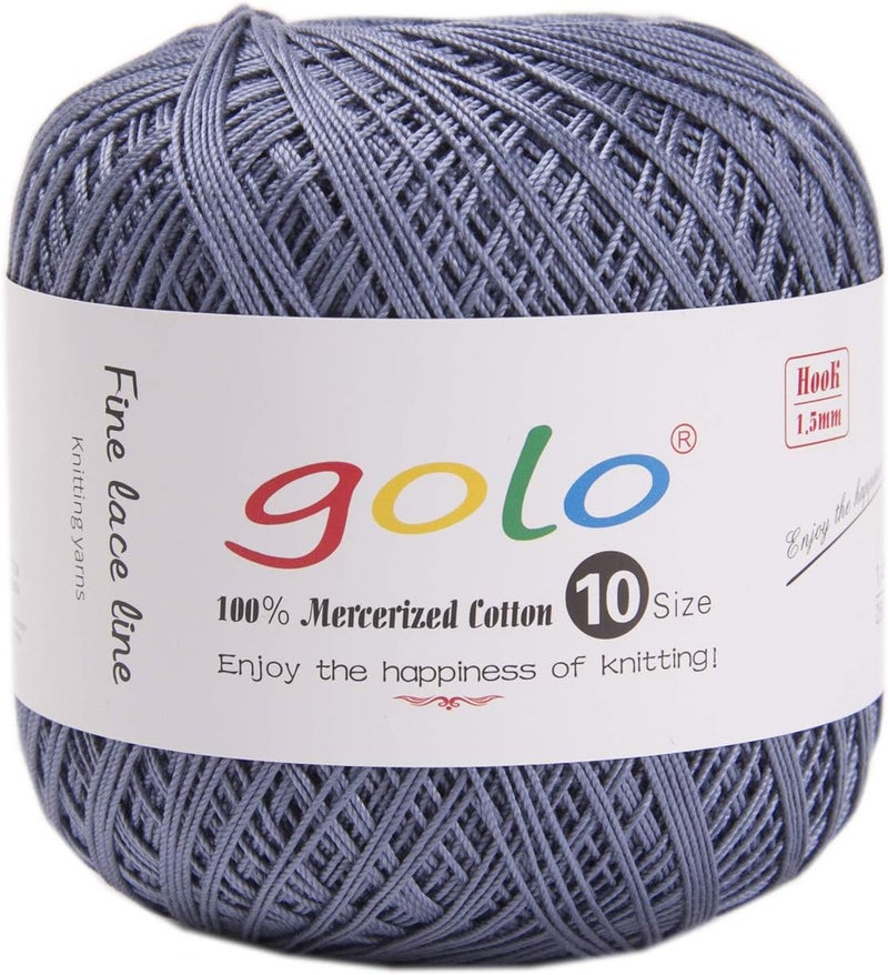Golo Cotton Crochet Thread Balls Size 10 Cotton Knitting Thread Yarn for Crochet Silver Grey 197 - Image 1