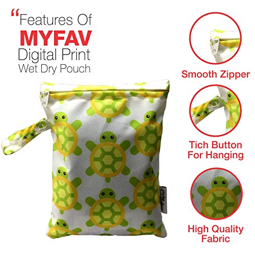 Myfav MY FAV Multiutility Wet & Dry Pouch with Zipper | Reusable & Washable Travel Organizer Bag for Beach, Pool, Stroller, Toiletries, Diapers, Wet Swimsuits & Gym Clothes – Turtle Print - Image 4