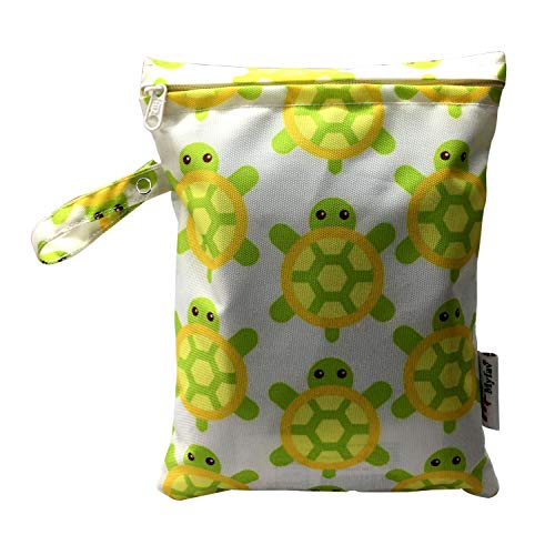 Myfav MY FAV Multiutility Wet & Dry Pouch with Zipper | Reusable & Washable Travel Organizer Bag for Beach, Pool, Stroller, Toiletries, Diapers, Wet Swimsuits & Gym Clothes – Turtle Print - Image 1