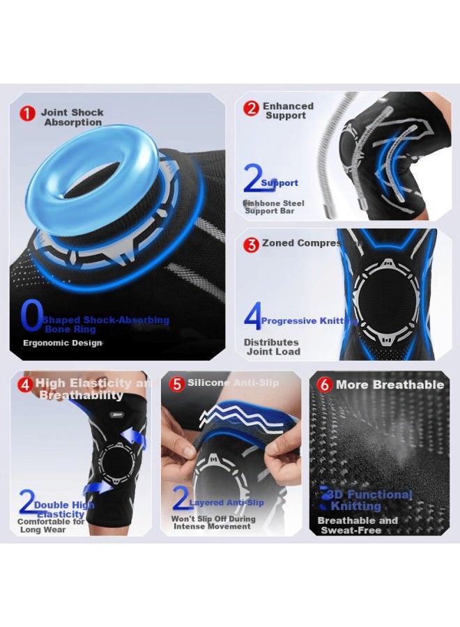 Xtep Knee Brace Sports Professional Protection Meniscus Injury Arthritis Effusion Patellar Ligament Mountaineering Basketball Badminton Running - Image 2
