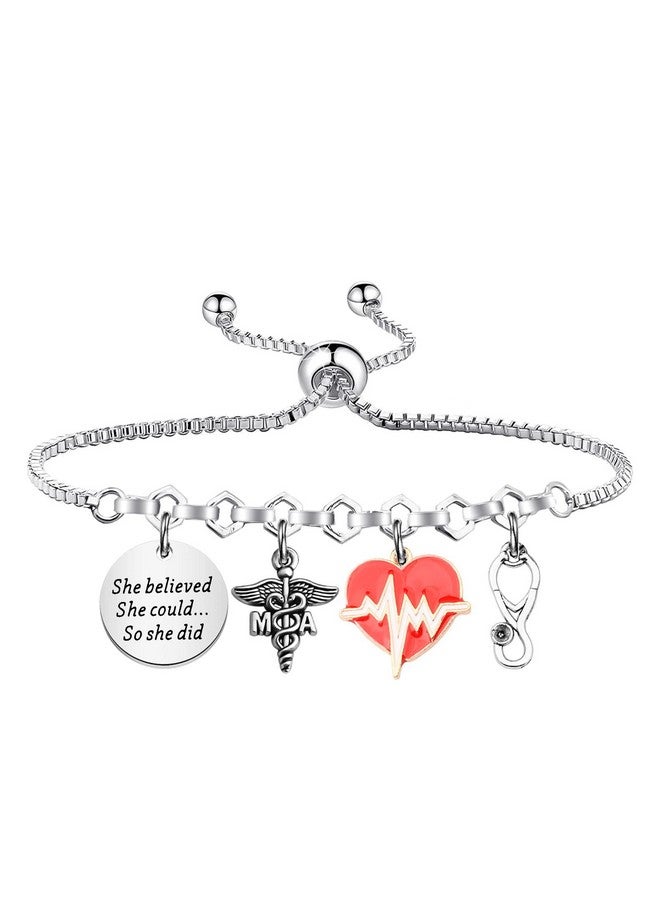 PLITI Medical Assistant Gift Medical Assistant Graduation Gift She Believed She Could So She Did Ma Charm Bangle (She Believed Ma Bg) - Image 1