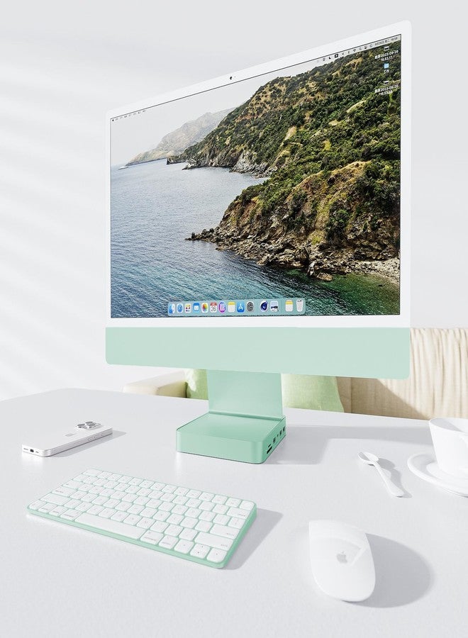 PULWTOP USB C HUB for iMac 24 inch 2021, 7 in 1 USB Hub Adapter iMac Accessories with USB C 10Gbps 3*USB A SD/TF Card Reader, Docking Station Support Expand M.2 NVMe SSD (Not Included) (Green) - Image 2