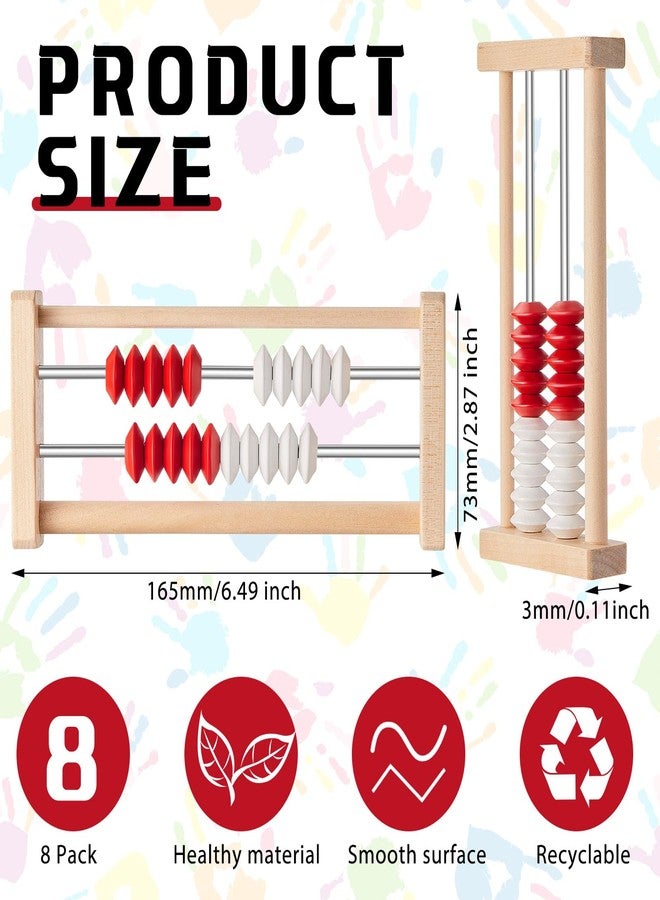 Saysurey 8 Pcs Mini 20-Bead Wooden Rekenrek Abacus, Abacus for Kids Math, Math Counters Manipulatives Counting Rack for Kids Educational Toys Elementary Toddlers Preschool Learning - Image 2