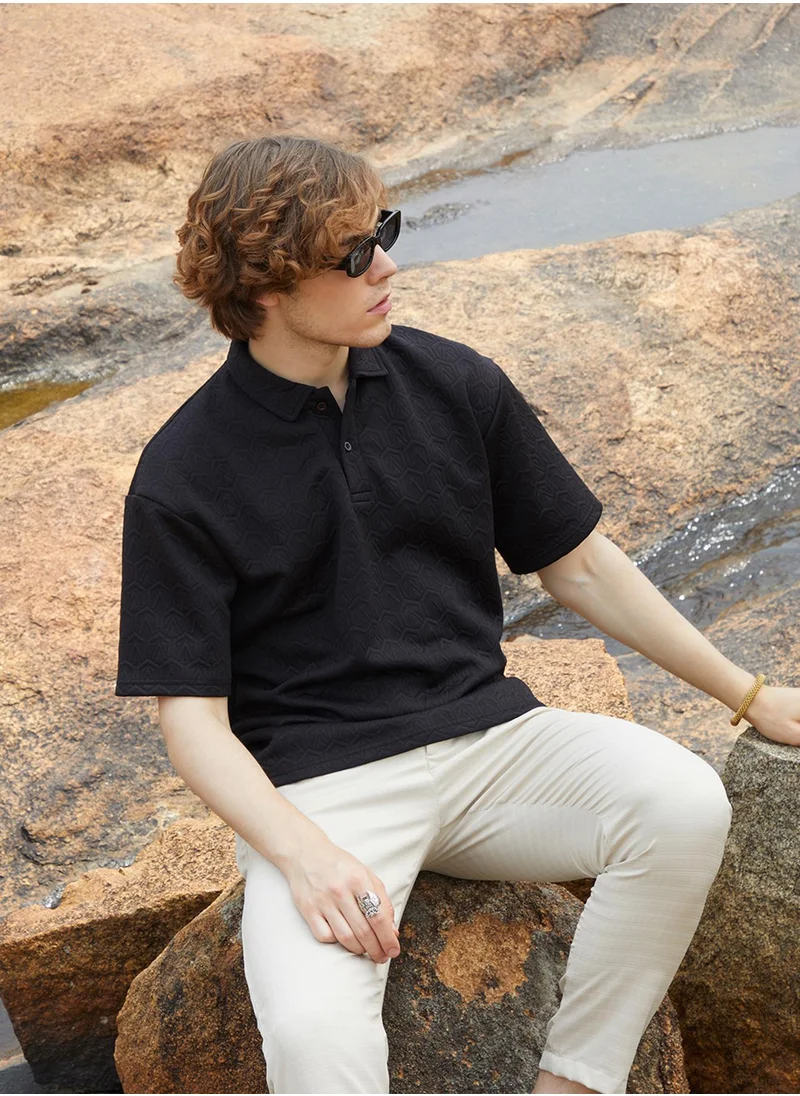 كامبوس سوترا Men's Onyx Black Zigzag-Tactile T-Shirt