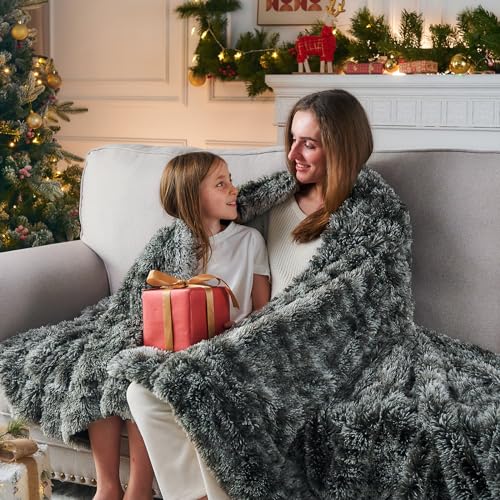 GONAAP Fuzzy Faux Fur Throw Blanket Frosty Black Super Soft Cozy Plush Fuzzy Shaggy Blanket for Couch Sofa Bed (Frosty Black, Throw(50"x60")) - Image 2