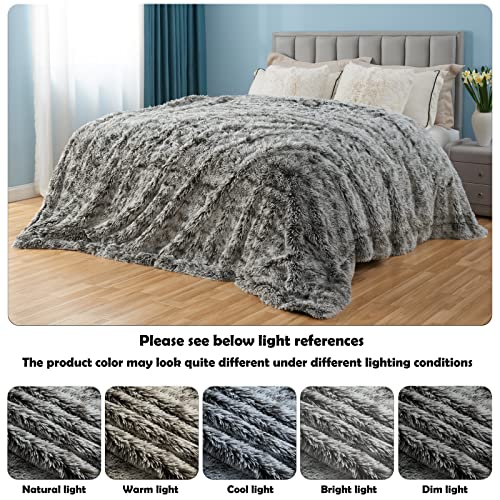 GONAAP Fuzzy Faux Fur Throw Blanket Frosty Black Super Soft Cozy Plush Fuzzy Shaggy Blanket for Couch Sofa Bed (Frosty Black, Throw(50"x60")) - Image 5